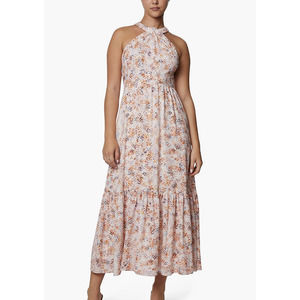 LAUNDRY BY SHELLI SEGAL Women's Halter Neck Midi Dress with Tiered Skirt